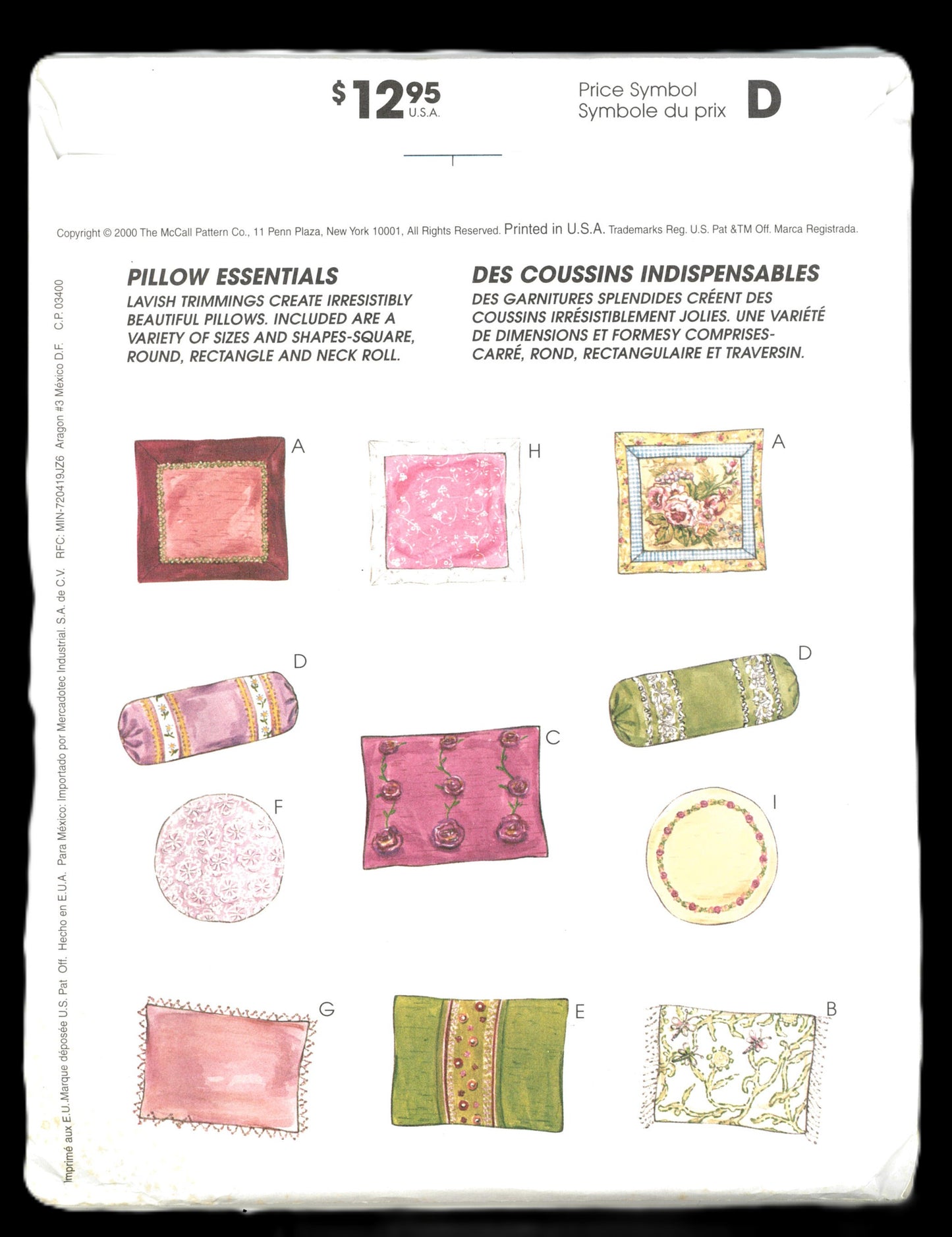 McCalls 3070 Pillow Essentials Sewing Pattern - UNCUT