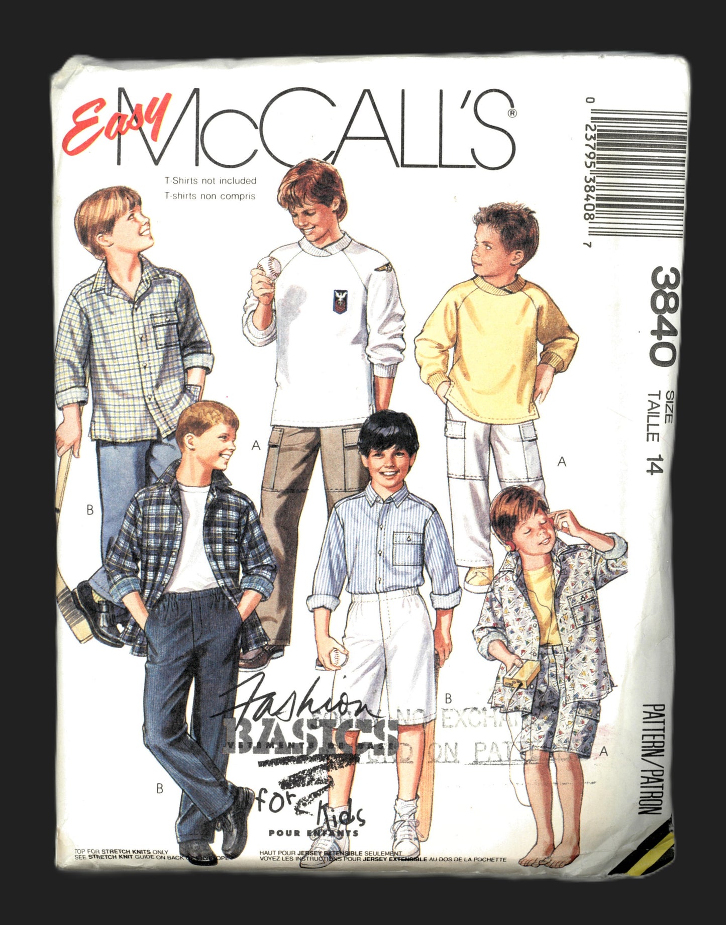 McCalls 3840 Childrens and Boys Shirt Top Pants and Shorts Sewing Pattern UNCUT Size 14