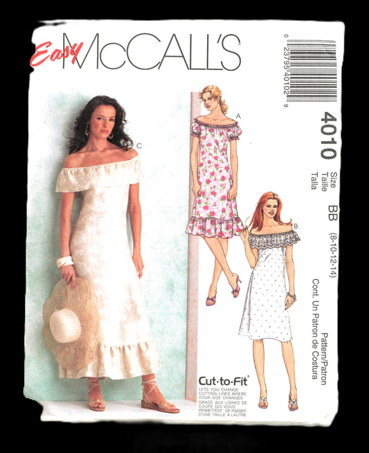 McCalls 4010 Misses / Miss Petite Dresses Sewing Pattern - UNCUT - Size 8 10 12 14