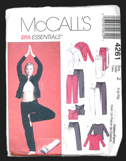 McCalls 4261 Misses Jacket Tops Pants Skirt and Bag Sewing Pattern - UNCUT - Size Lrg, Xlg