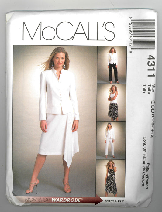 McCalls 4311 Misses / Miss Petite Lined Jacket, Lined Top, Skirt and Pants Sewing Pattern - UNCUT - Size 10 12 14 16