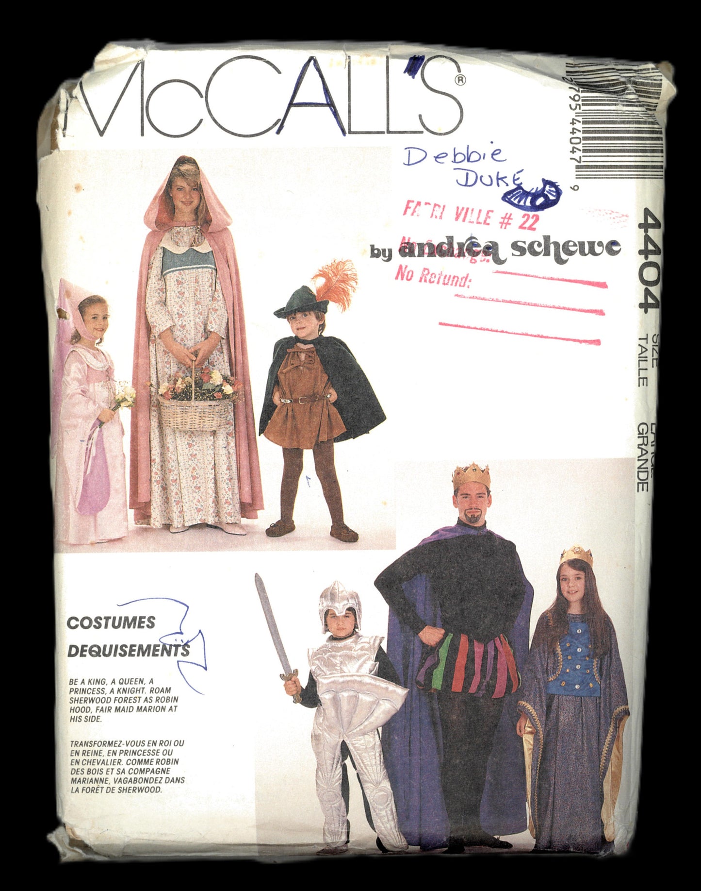 McCalls 4404 Andrea Schewe Misses Mens and Teens Medieval Costumes Sewing Pattern - UNCUT - Size Large