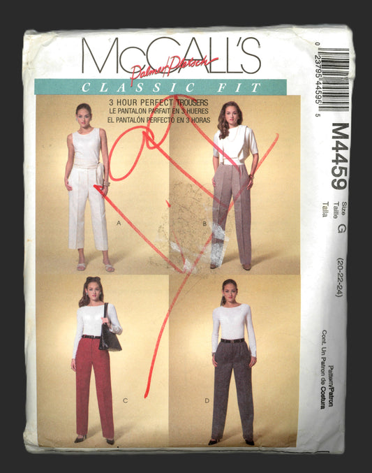 McCalls 4459 Misses Pants Sewing Pattern UNCUT Size 20 22 24
