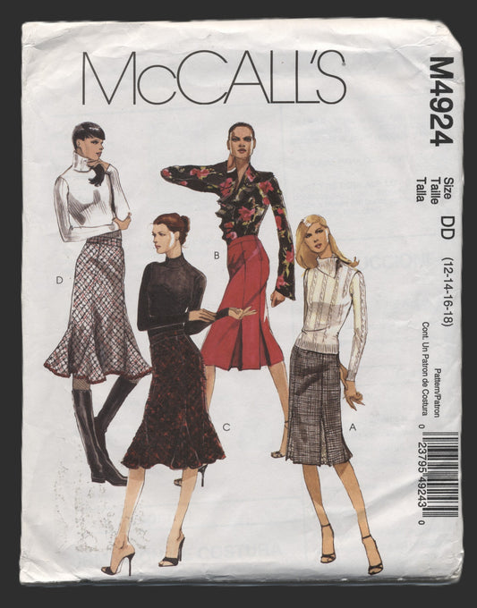 McCalls 4924 Misses Skirts Sewing Pattern UNCUT Size 12 14 16 18
