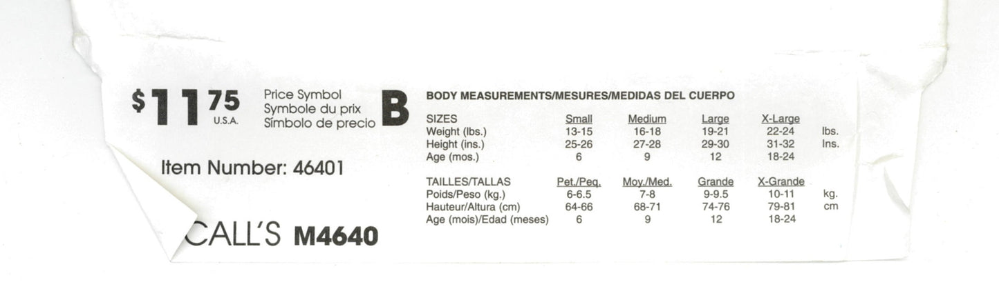 McCalls 4640 Infants Buntings and Hat Sewing Pattern - UNCUT -  Small S M L XL