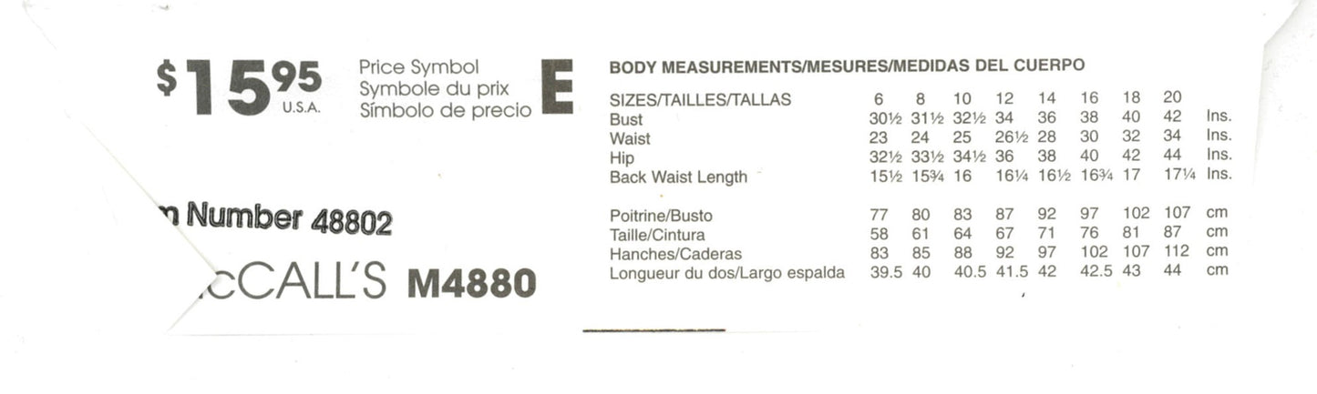 McCalls 4880 Misses Maternity Tops Skirt and Pants in Two Lengths Sewing Pattern UNCUT Size 8 10 12 14