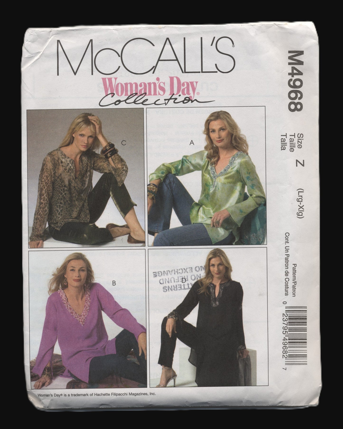 McCalls 4968 Misses / Miss Petite Tunics in Three Lengths Sewing Pattern UNCUT - Size Lrg - Xlg