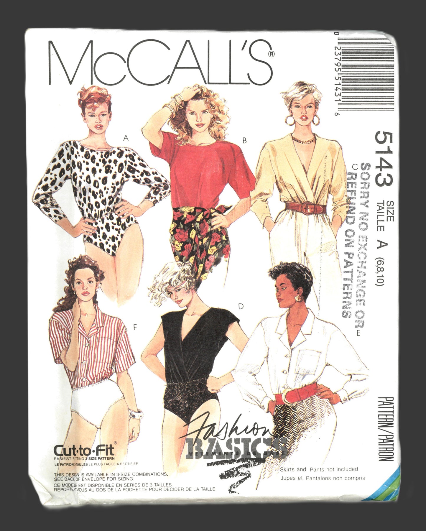 McCalls 5143 Misses Two Piece Bodysuits Sewing Pattern - UNCUT - Size 6 8 10