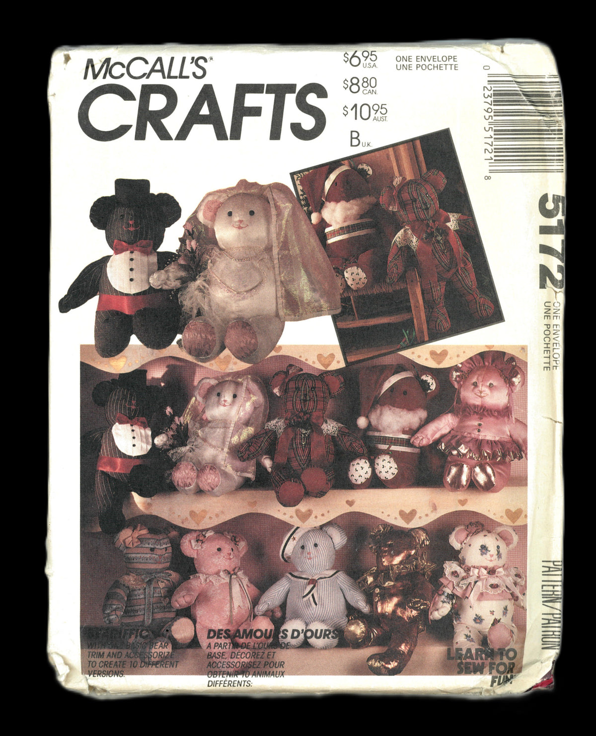 McCalls 5172 Bear Doll Package Sewing Pattern UNCUT