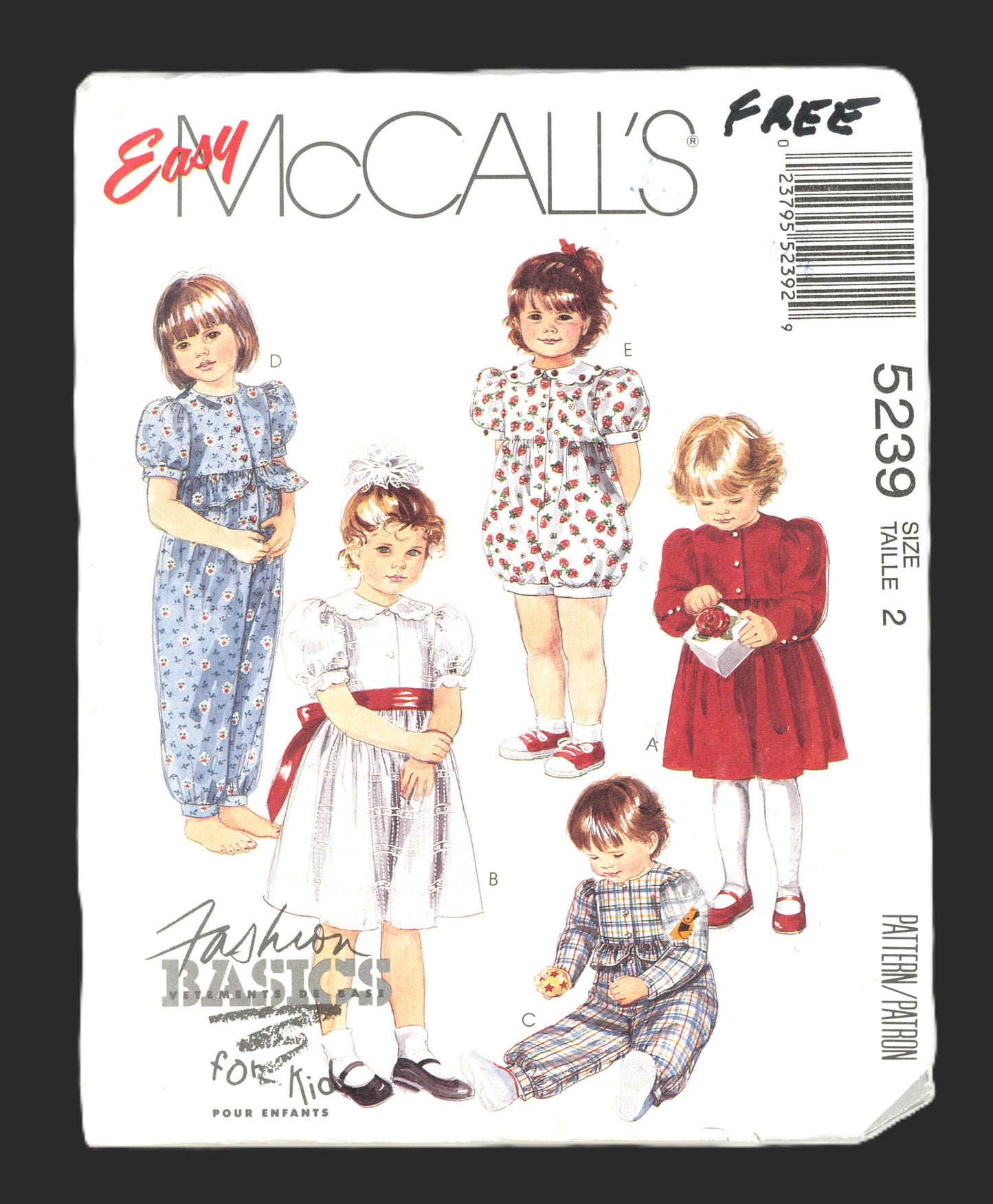 McCalls 5239 Toddlers Girls Dress and Jumpsuit or Romper Sewing Pattern - UNCUT - Size 2