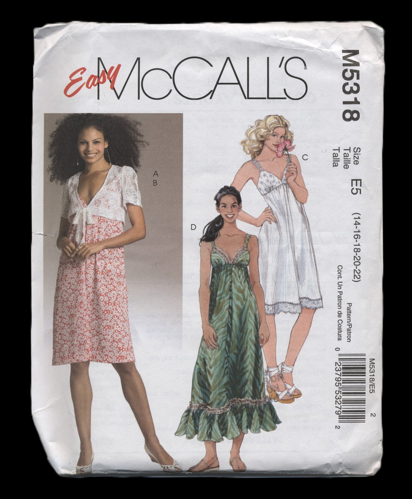 McCalls 5318 Misses Shrug and Dress Sewing Pattern - UNCUT - Size 14 16 18 20 22