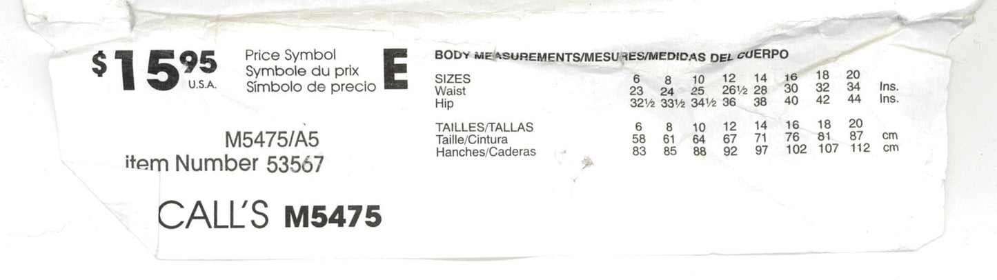 McCalls 5475 Misses Petite Shorts and Knickers Sewing Pattern UNCUT Size 6 8 10 12 14