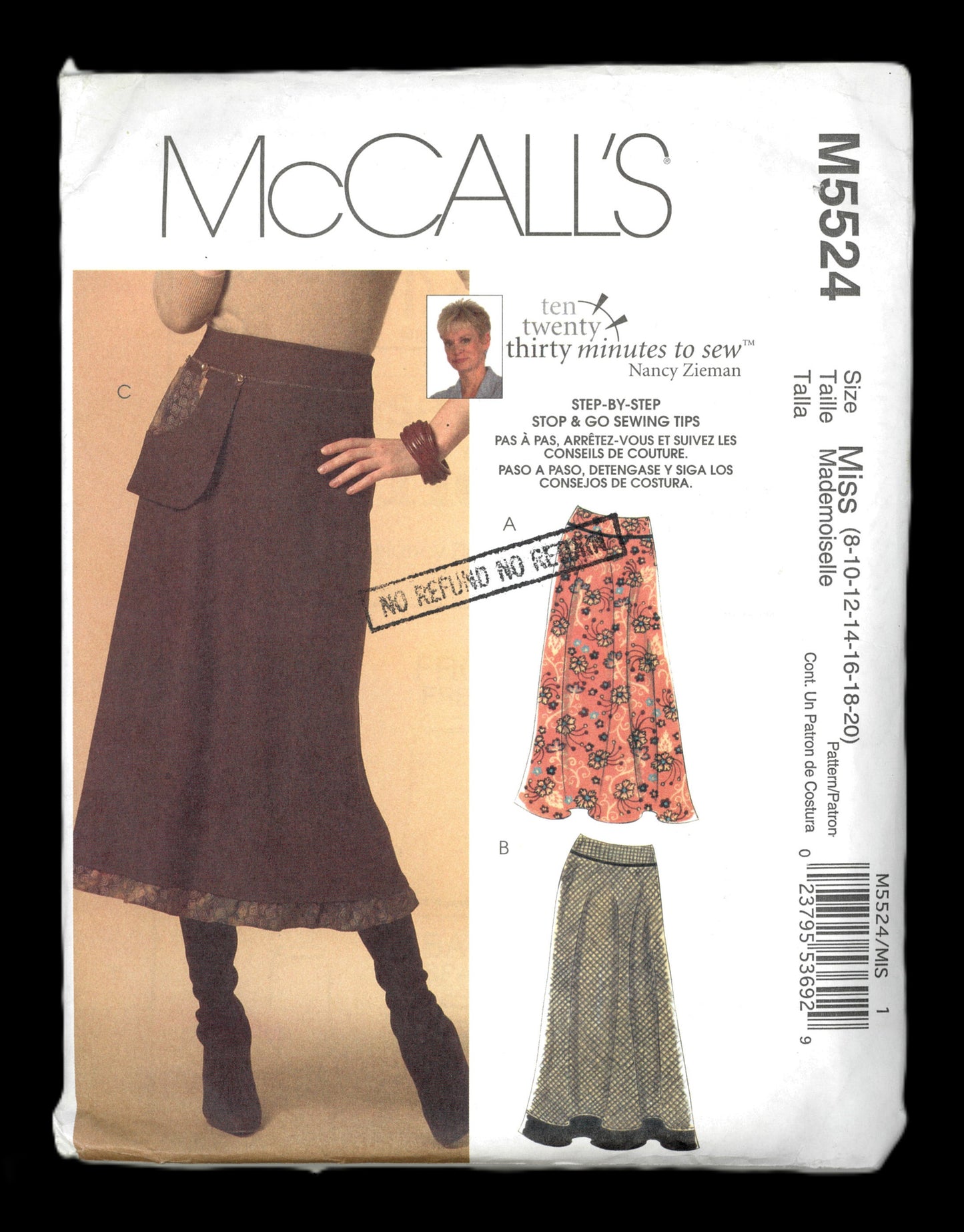 McCalls 5524 Nancy Zieman  Misses  /Miss Petite Skirts Sewing Pattern UNCUT Size 8 10 12 14 16 18 20