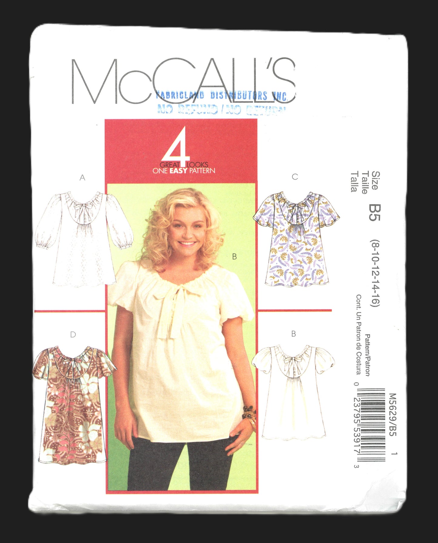 McCalls 5629 Misses Tops and Dress Sewing Pattern - UNCUT - Size 8 10 12 14 16