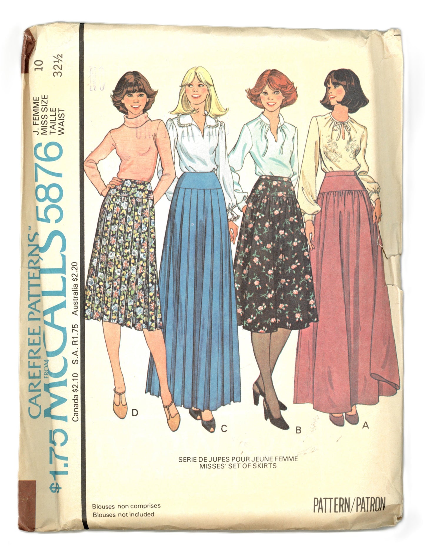 70s McCalls 5876 Misses Set of Skirts Sewing Pattern - UNCUT - Size 10 Waist 32 1/2