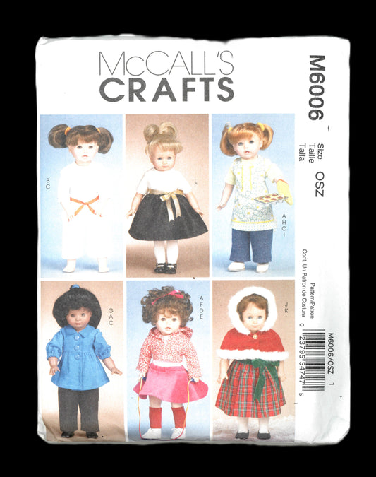 McCalls 6006 American Girls 18" Doll Lothes Sewing Pattern UNCUT