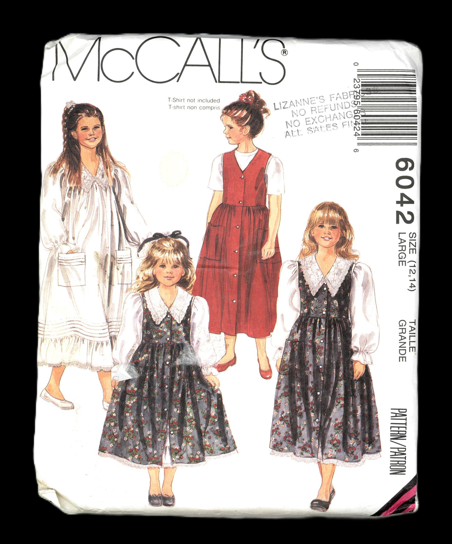 McCalls 6042 Girls Dress and Jumer Sewing Pattern - UNCUT - Size Large ( 12,14)