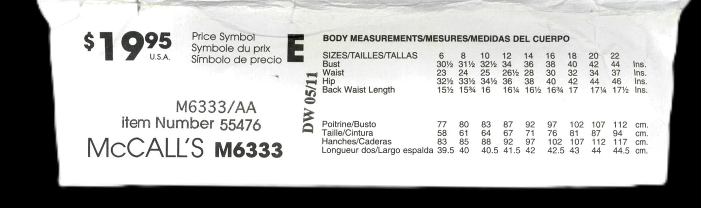 McCalls 6333 Misses Jacket Top Dress Skirt and Pants Sewing Pattern - UNCUT - Size 6 8 10 12