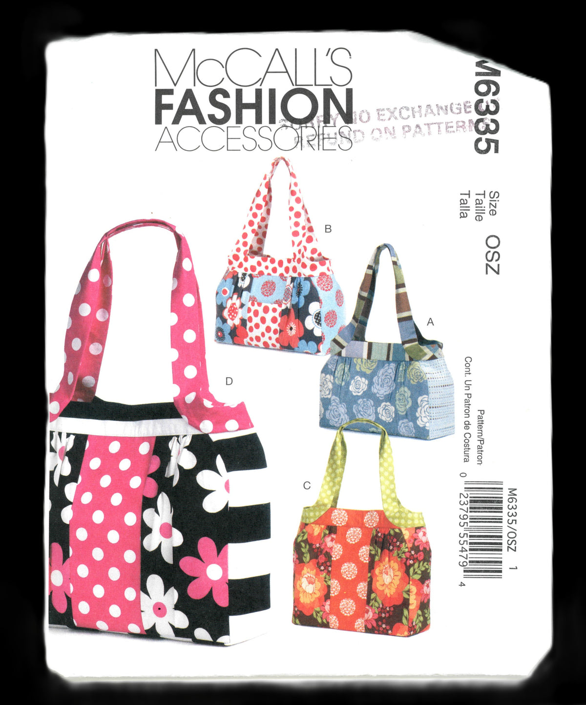 McCalls 6335 Bags  Sewing Pattern UNCUT
