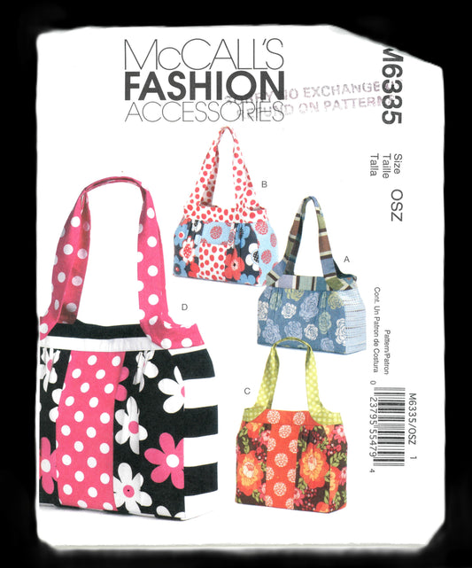 McCalls 6335 Bags  Sewing Pattern UNCUT