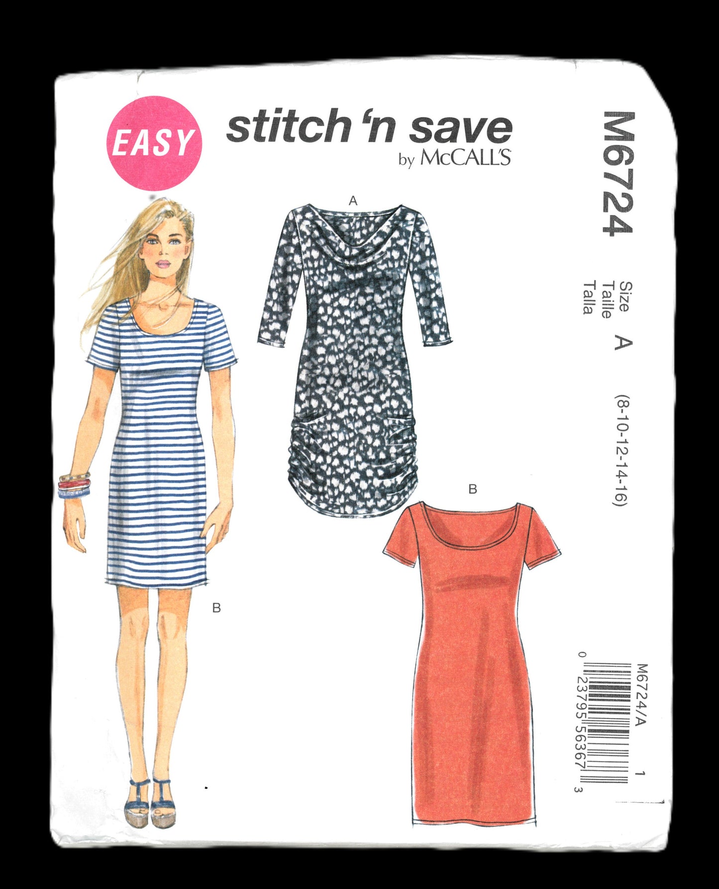 Stitch n Save 6724  Misses Dresses Sewing Pattern - UNCUT - Size 8 10 12 14 16