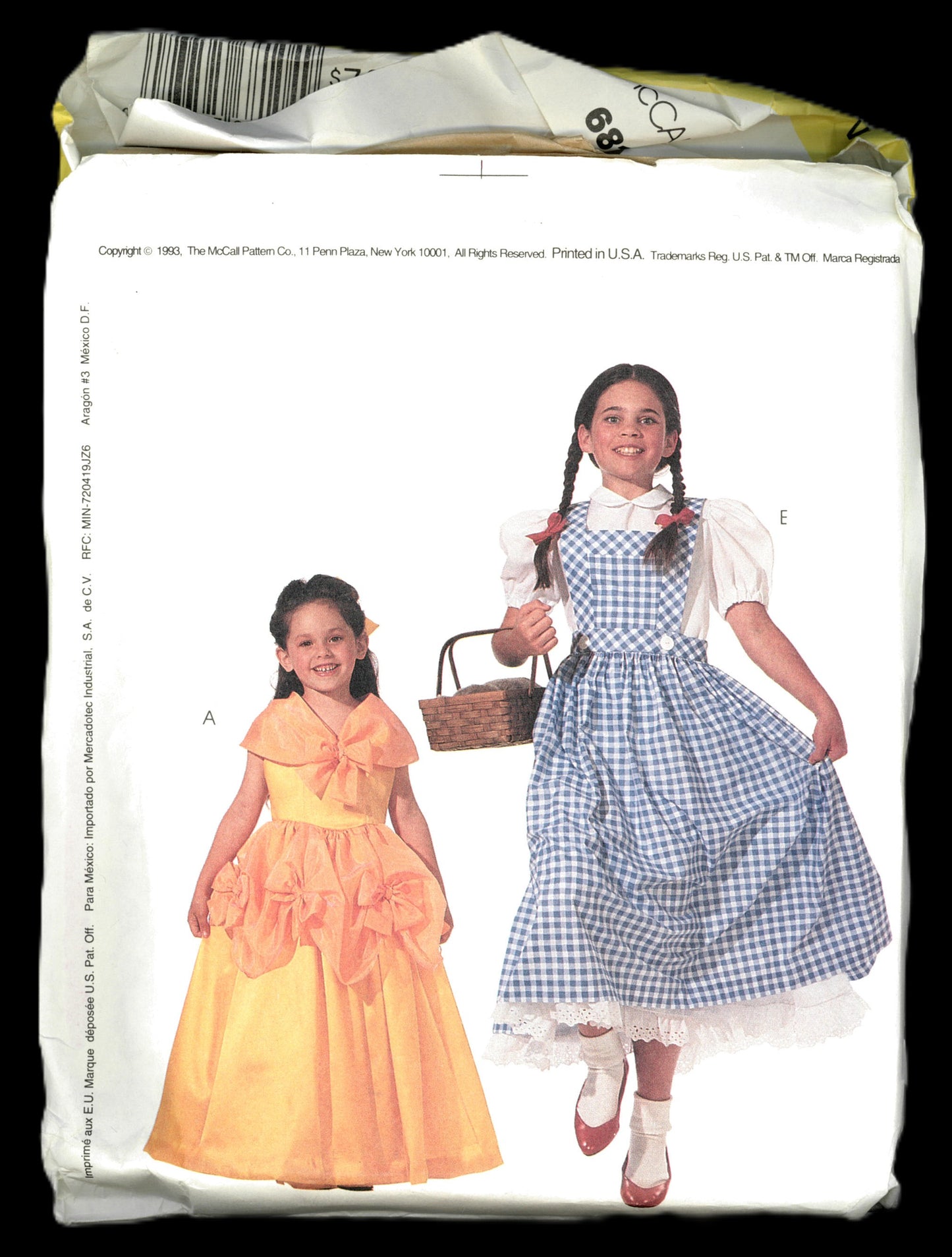 McCalls 6810 Girls Dorothy, Cinderella,  Snow White, Sleeping Beauty Girls Costume Costume Sewing Pattern - UNCUT - Size 8, 10