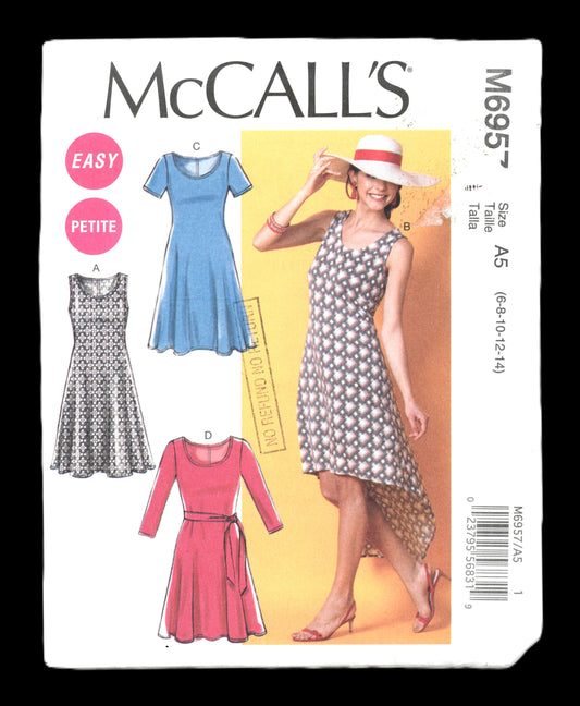 McCalls 6957 Misses / Miss Petite Dresses Sewing Pattern - UNCUT - Size 6 8 10 12 14