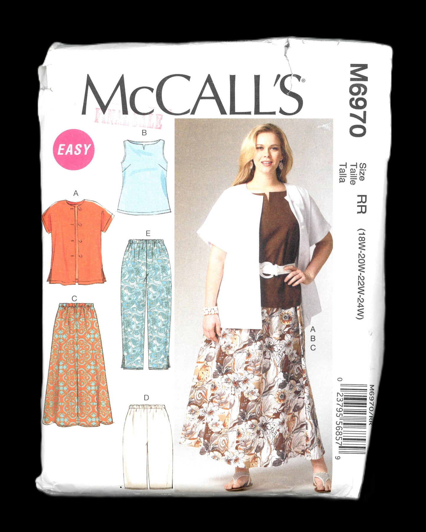 McCalls 6970 Women's Shirt Top Tunic Dress, Skirt and Pants Sewing Pattern UNCUT Size 18w 20w 22w 24w