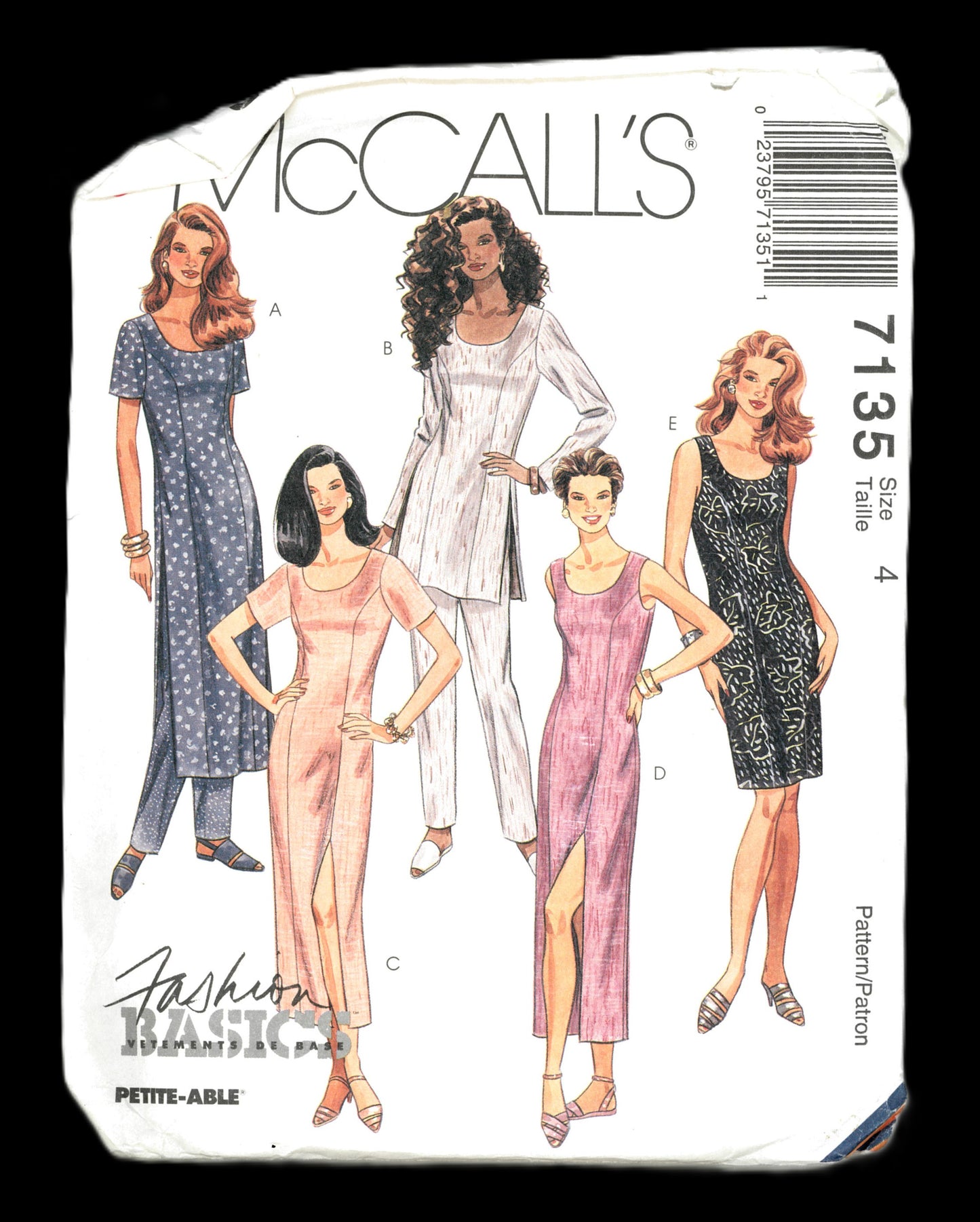 McCalls 7135 Misses Dress in Two Lengths, Tunic and Pants Sewing Pattern - UNCUT - Size 4