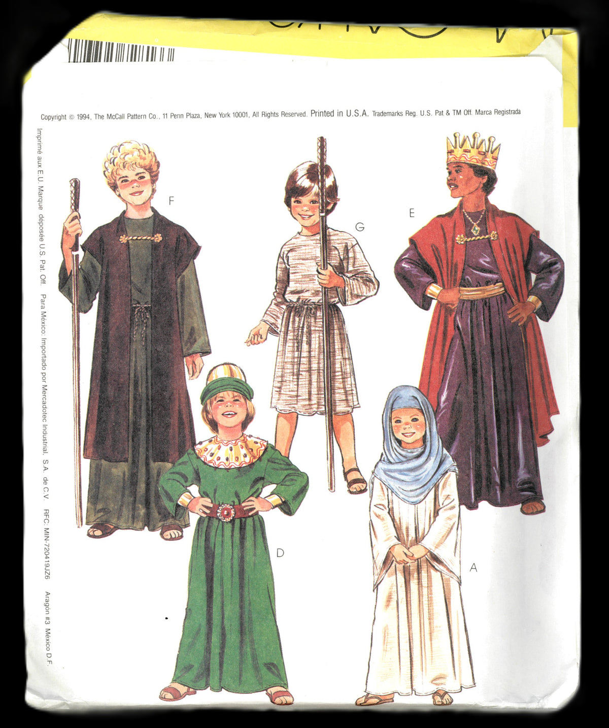 McCalls 7281 O Holy Night Boys Girls Nativity Costumes Sewing Pattern - UNCUT - Size Medium ( 7,8)