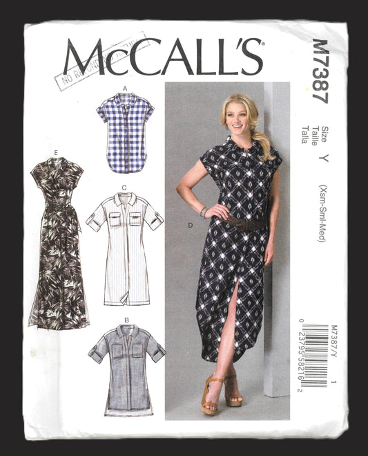 McCalls 7387 Misses Top Tunic Dresses and Belt Sewing Pattern - UNCUT - Size Xsm Sml Med