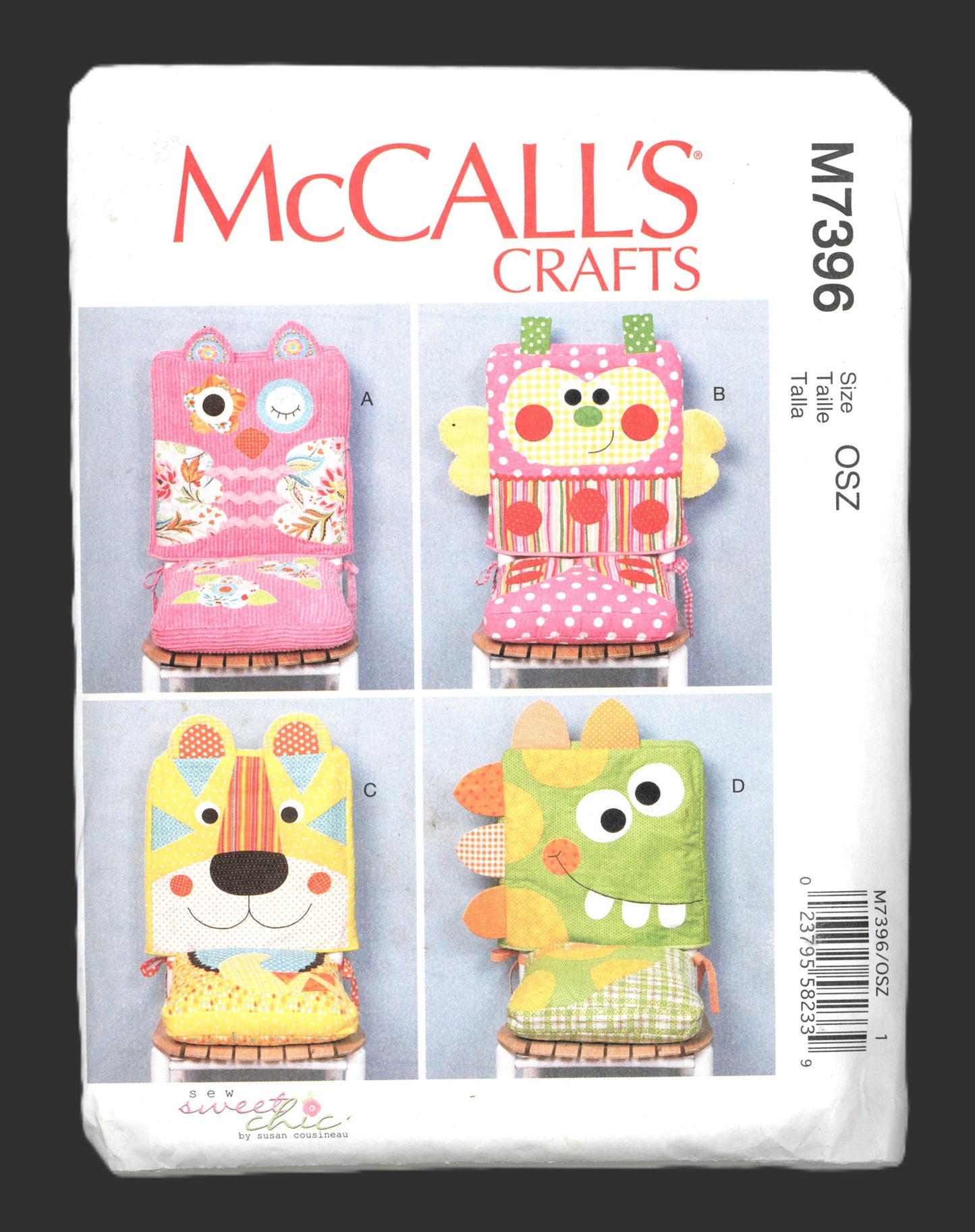 McCalls 7396 Animal Motifs Chair Covers and Seat Cushions Sewing Pattern - UNCUT