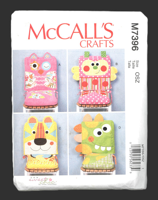 McCalls 7396 Animal Motifs Chair Covers and Seat Cushions Sewing Pattern - UNCUT