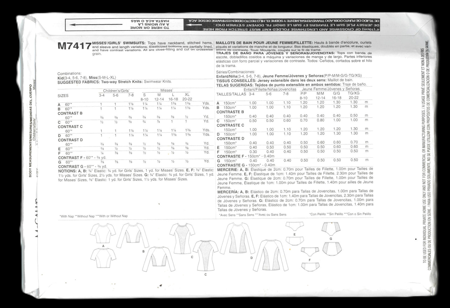 McCAlls 7417 Misses Swimsuits Sewing Pattern UNCUT Size S M L XL ( 8 - 22)