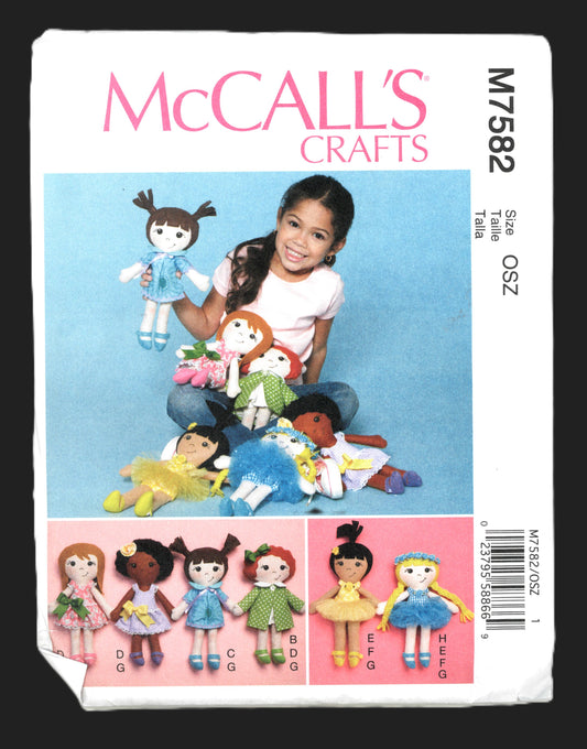 McCalls 7582 Doll and Clothes Sewing Pattern - UNCUT