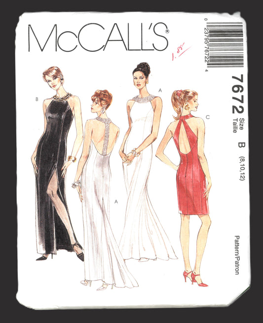 McCalls 7672 Misses Lined Dress in Two Lengths Sewing Pattern - UNCUT - Size 8 10 12