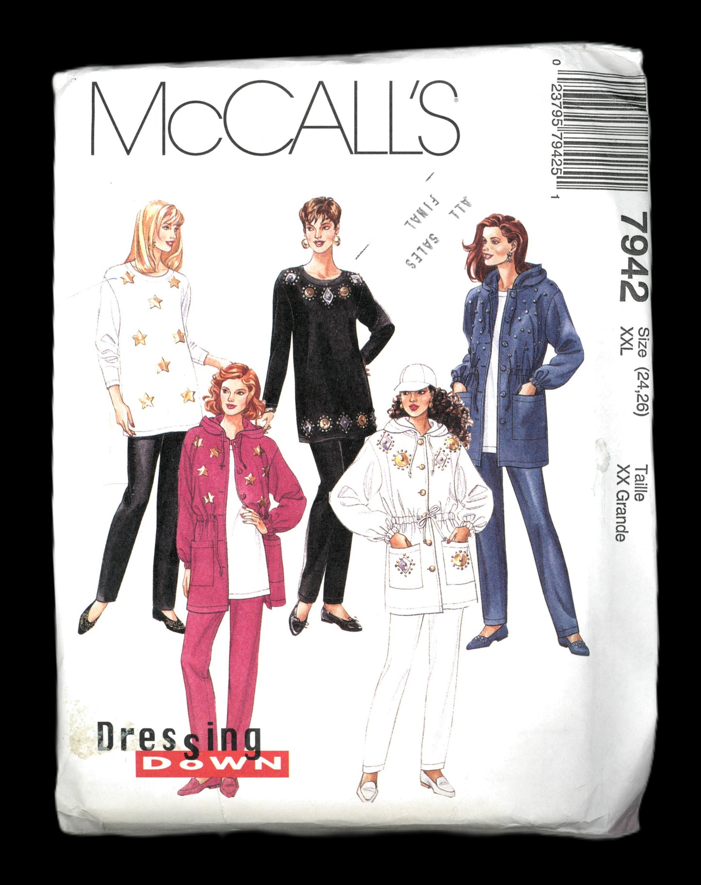 McCalls 7942 Misses Unlined jacket Tunic Pull on Pants Sewing Pattern - UNCUT - Size XxL (24,26)