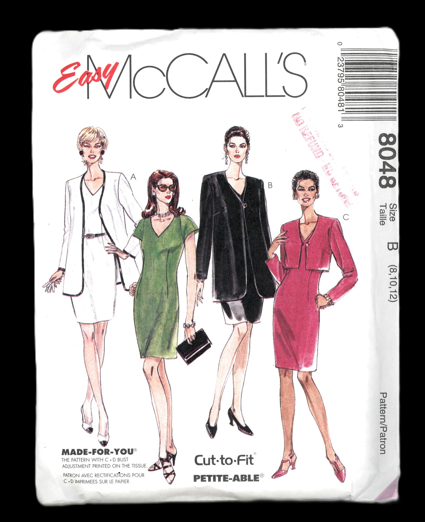 McCalls 8048 Misses Dress and Jacket in Two Lengths Sewing Pattern - UNCUT - Size 8 10 12
