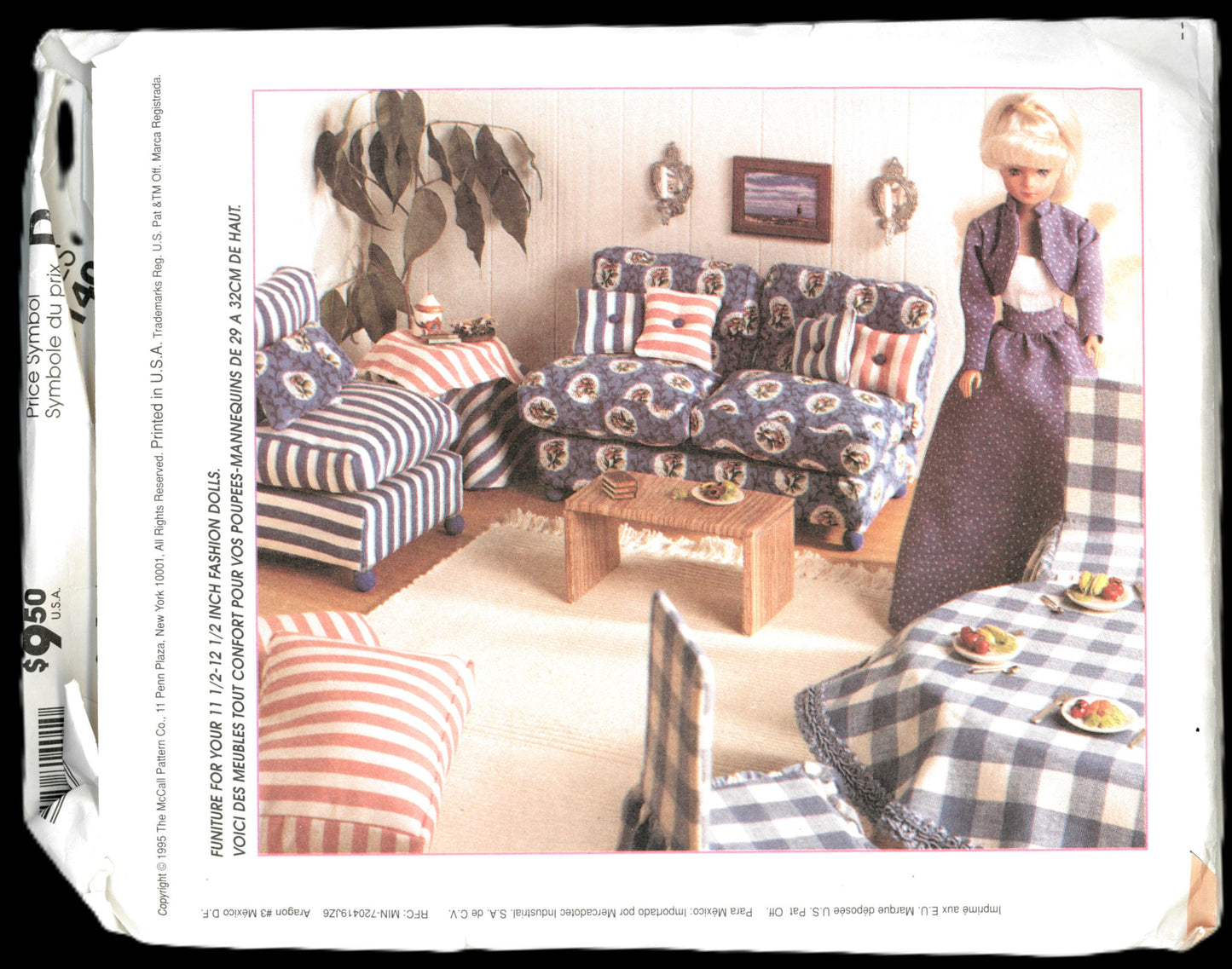 McCalls 8140 Furniture for your 11 1/2" to 12 1/2" Fashion Dolls Sewing Pattern UNCUT