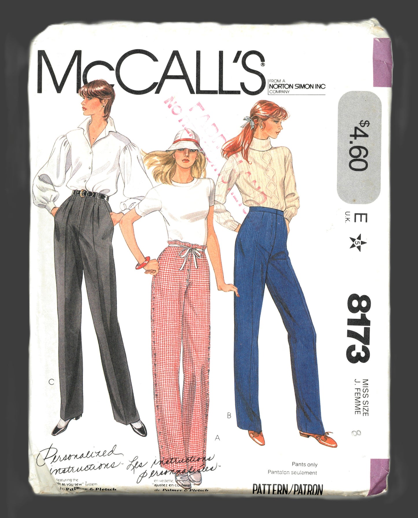 McCalls 8173 Misses Pants Sewing Pattern UNCUT Size 8