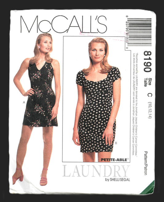 McCalls 8190 LAUNDRY Misses Lined Dresses Sewing Pattern - UNCUT - Size 10 12 14