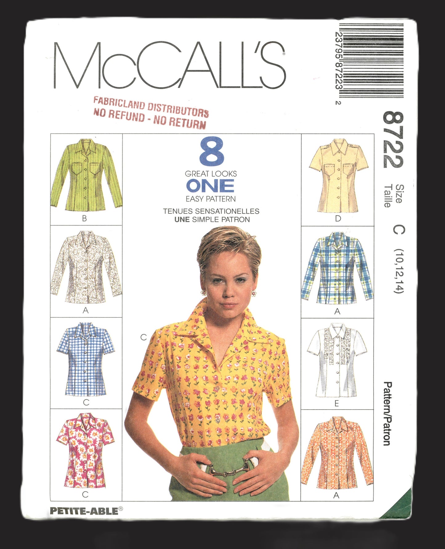 McCalls 8722 Misses Shirts Sewing Pattern UNCUT - Size 10 12 14