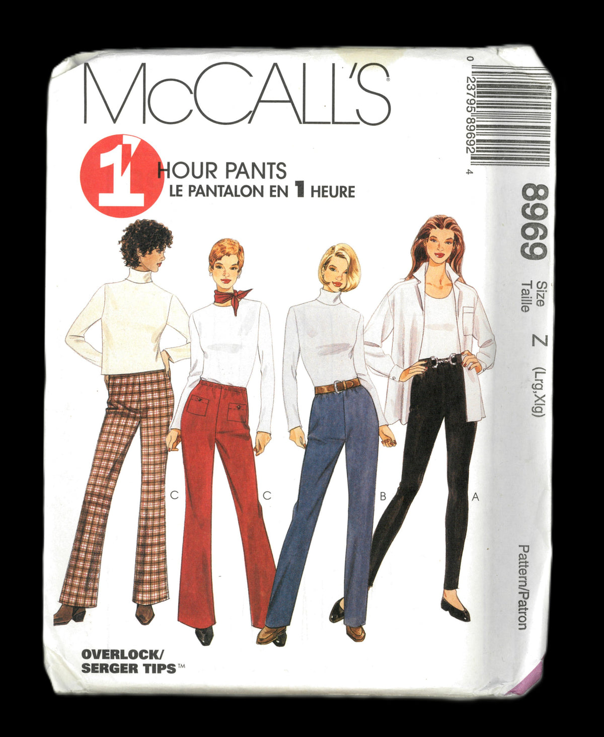 McCalls 8969 Misses 1 hour Pull on Pants or Leggings Sewing Pattern UNCUT Size Xsm, Sml, Med or Size Lrg, Xlg