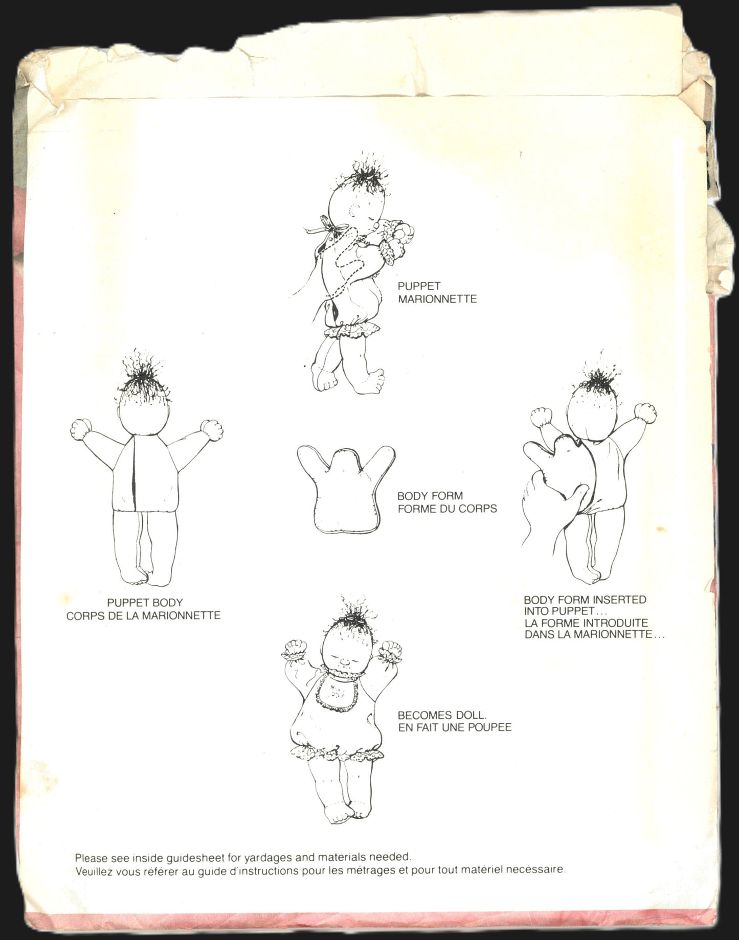 80s McCalls 9373 Enchanted Forest Puppet Doll Sewing Pattern - UNCUT