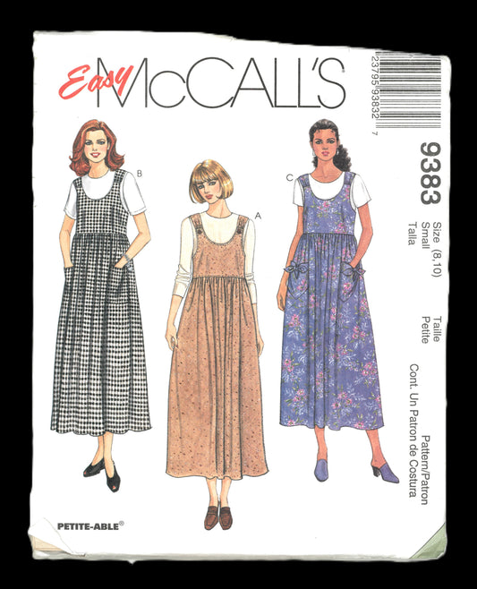 McCalls 9383 MIsses Jumper Sewing Pattern - UNCUT - Size Small (8,10)