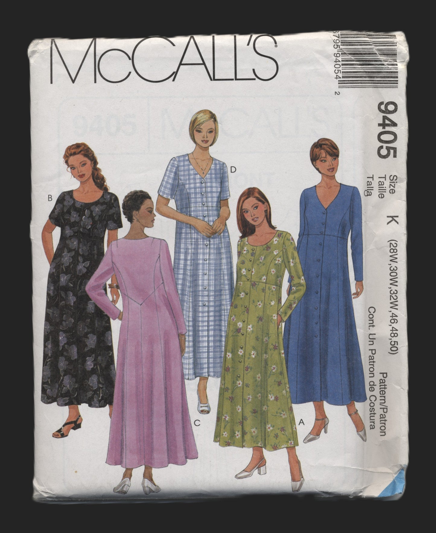 McCalls 9405 Womens  Dress Sewing Pattern UNCUT Size 28W 30W 32W 46 48 50
