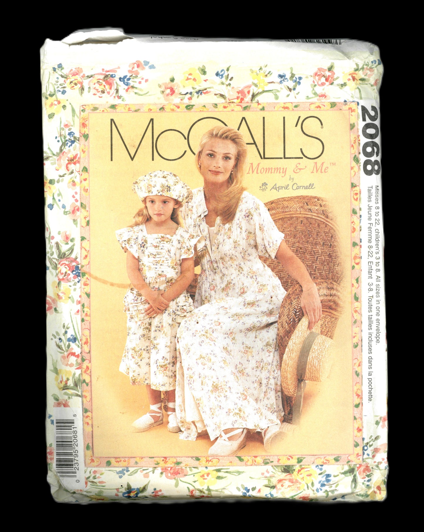 McCalls 2068 April Cornell Mommy & Me - Misses Dress and Slip and Girls Dress Hat and Bag Sewing Pattern UNCUT Childs Size 3 - 8  Misses Size S M L XL