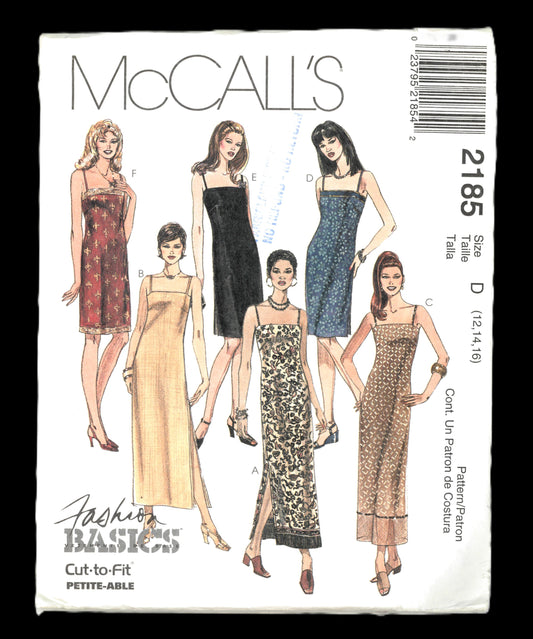 McCalls 2185 Misses Dress in Two Lengths Sewing Pattern - UNCUT - Size 12 14 16