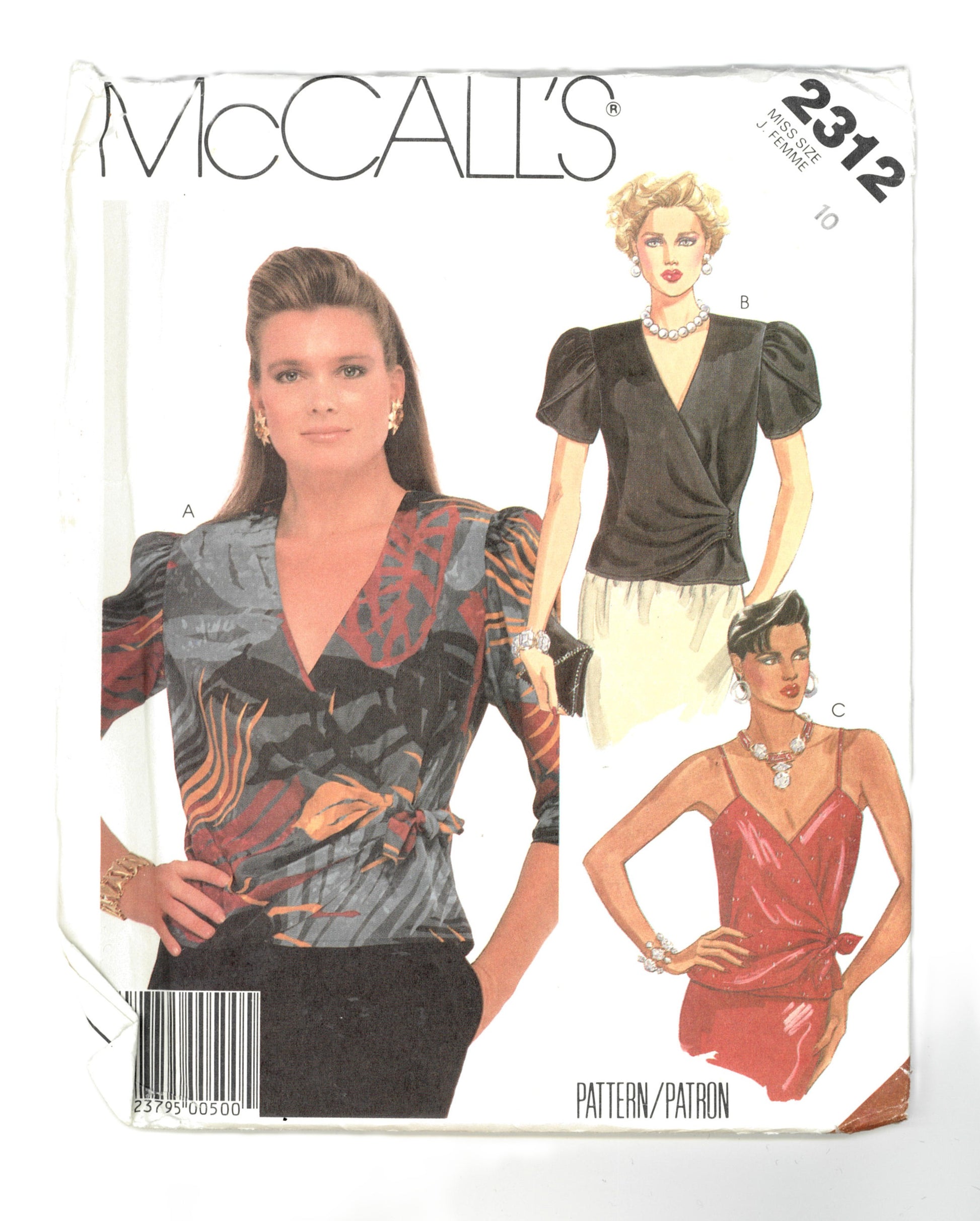 McCalls 2312 Misses Tops Sewing Pattern - UNCUT - Size 10