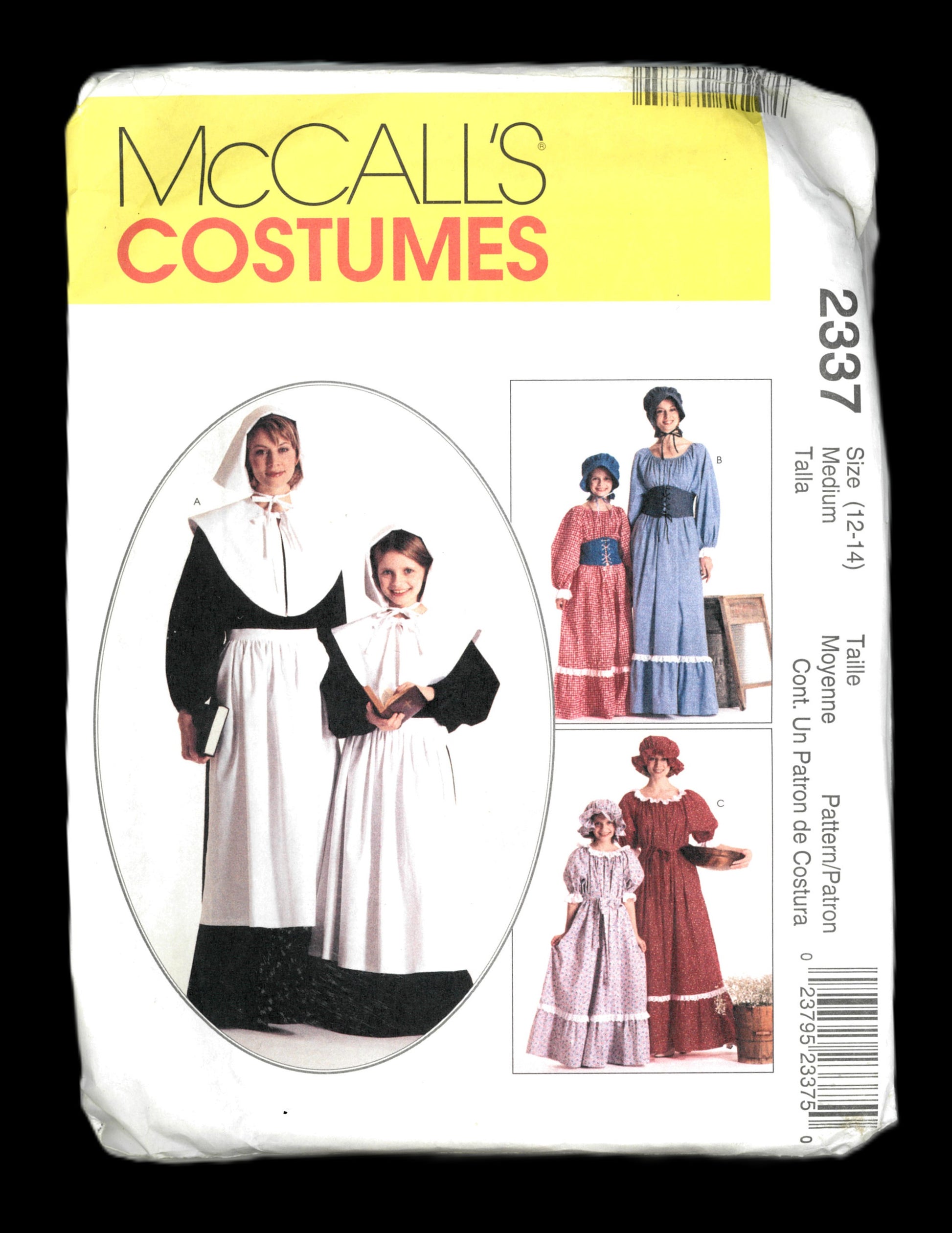 McCalls 2337 Misses Colonial Dresses Costume Sewing Pattern - UNCUT - Size Medium (12 -14)